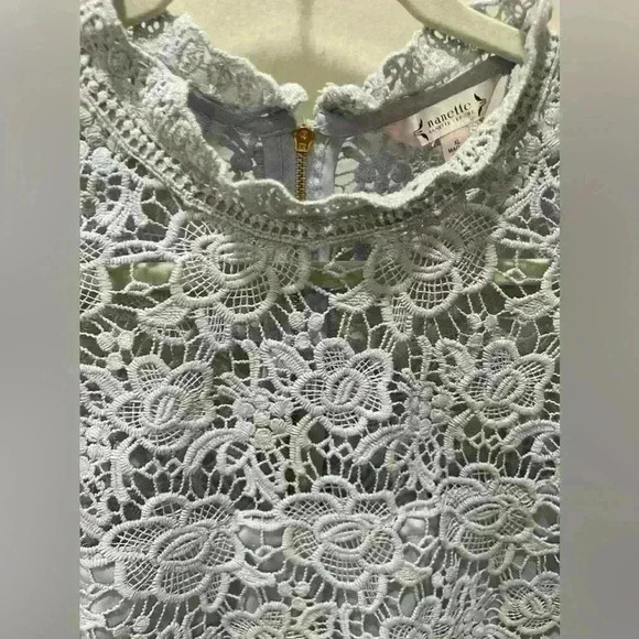 Nanette Lepore Mock Neck Lace Top in Violet/blue Size XL - Picture 4 of 9